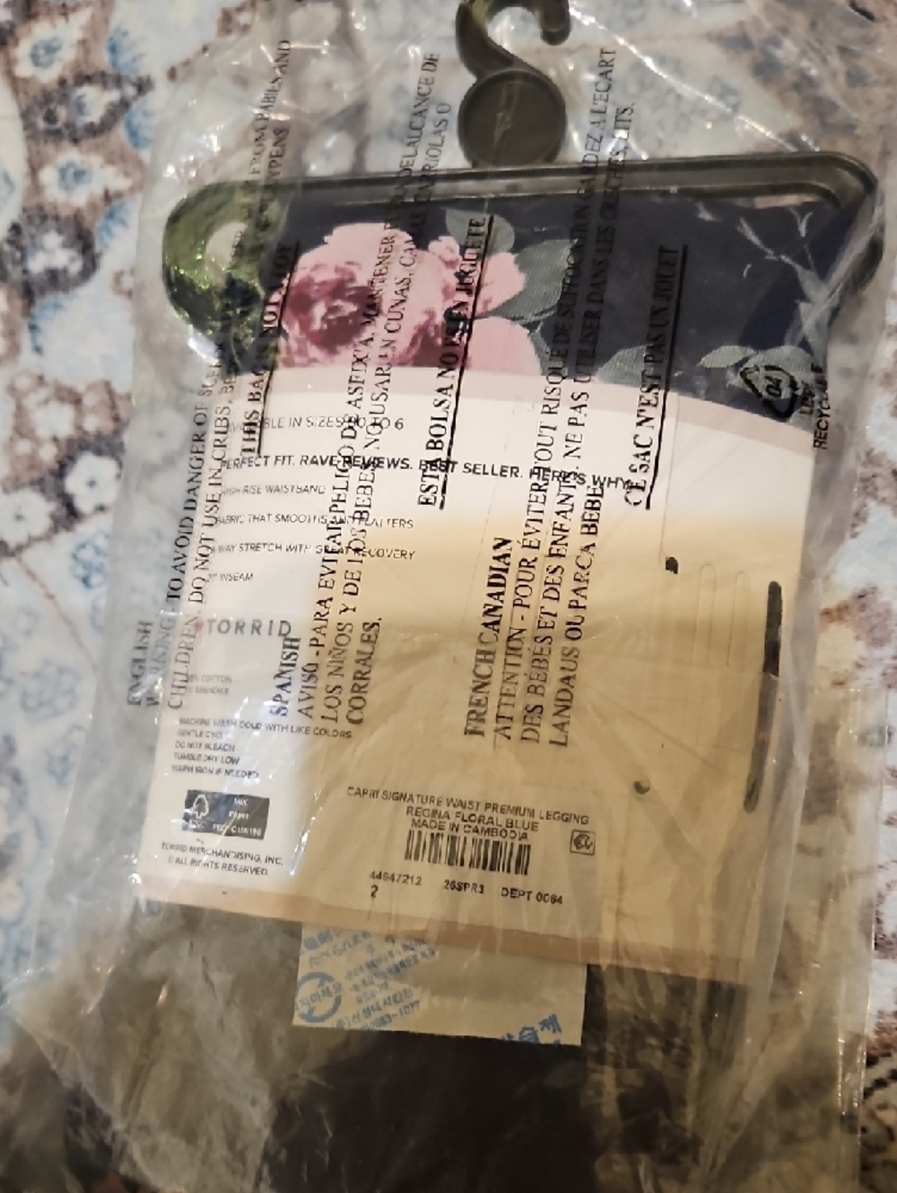 torrid Blue Capri Legging with Pink & Green Floral - Picture 5 of 6